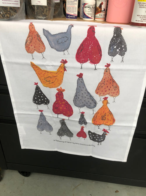 A Gathering of Hens - Organic Cotton Tea Towel