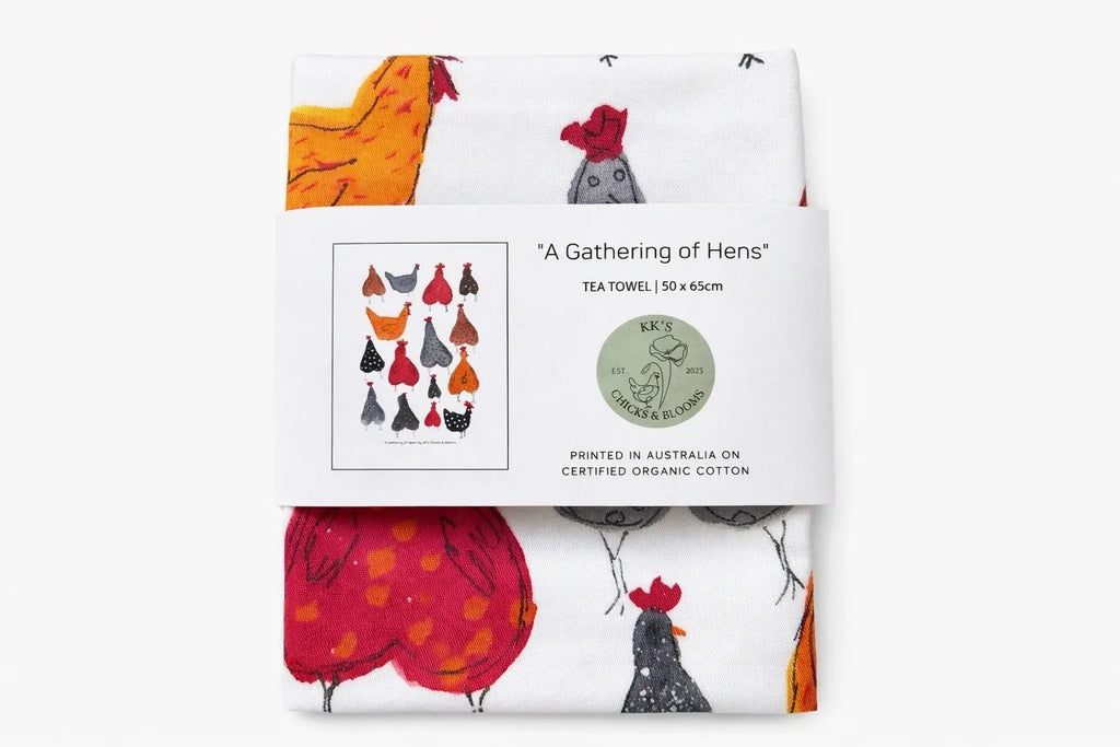 A Gathering of Hens - Organic Cotton Tea Towel